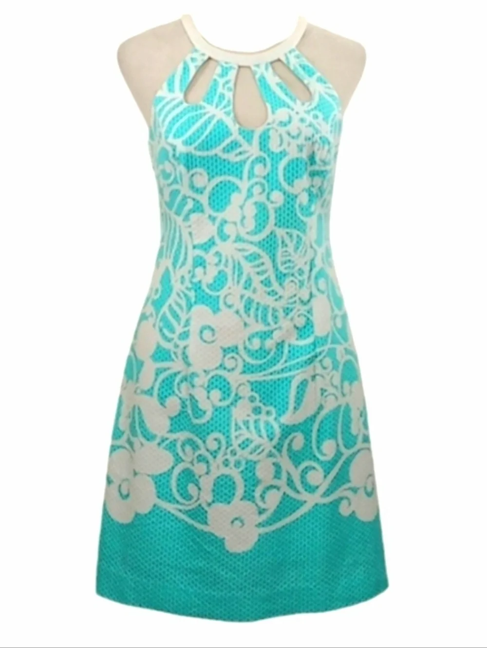 Lilly Pulitzer Pearl Halter Shift Dress Shorely Blue Pick Up Lines Border Sz 0 - Picture 5 of 14